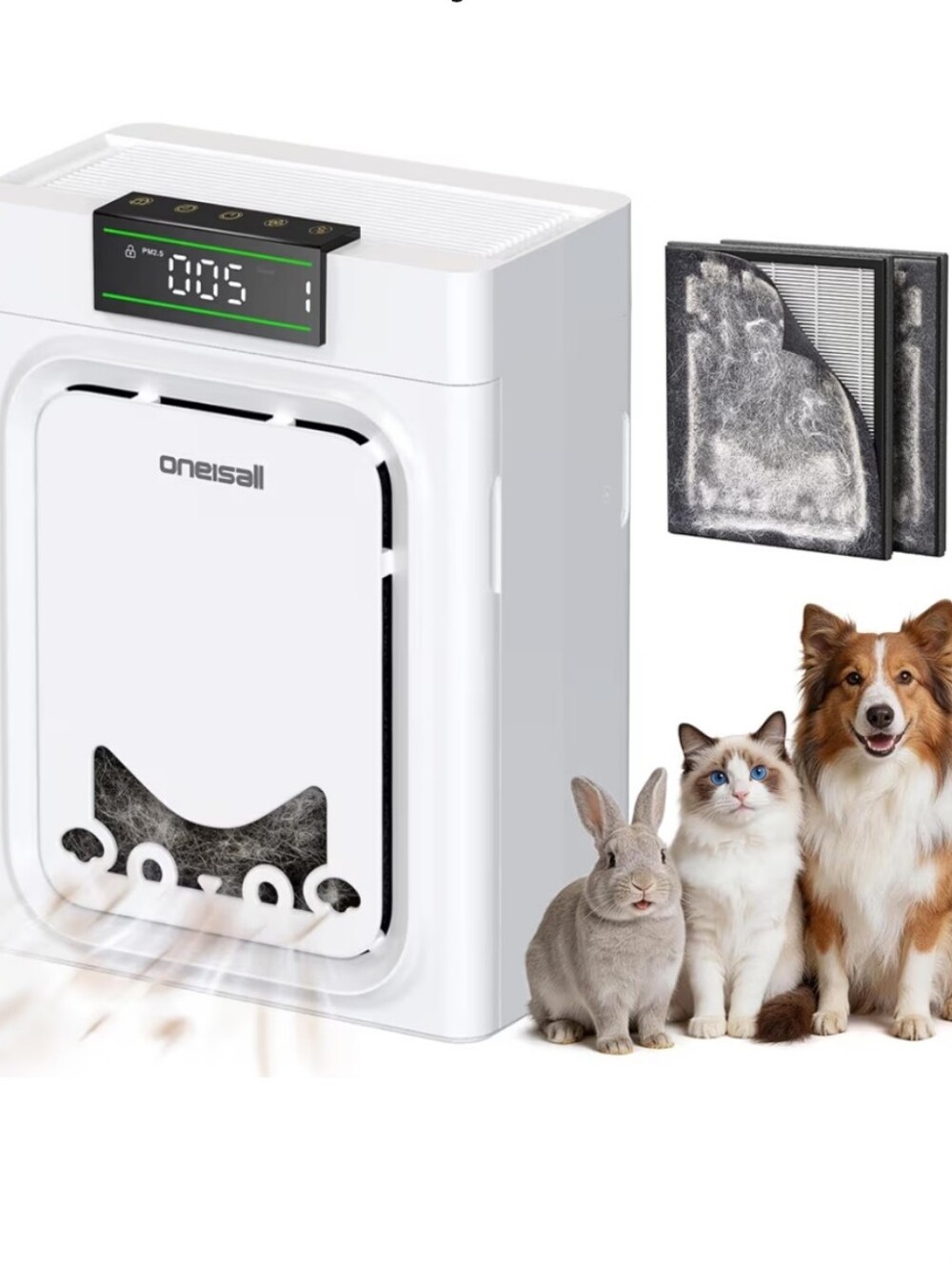 Oneisall Air Purifiers for Home Pets with Double-Sided Washable HEPA FilterS